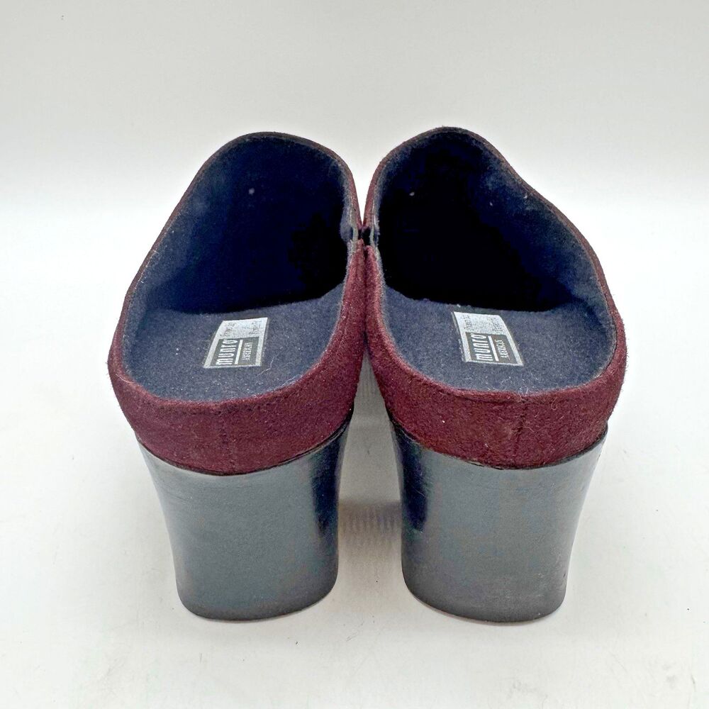 Munro American Margo Burgundy Suede Heeled Mules Women's 8N Slip On Comfort Shoe - Picture 4 of 12